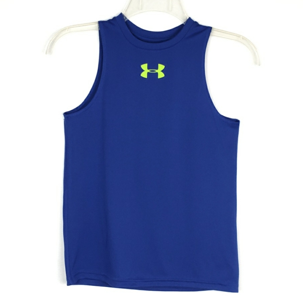 Under Armour Boy's Blue/Neon Yellow Tank, Size S